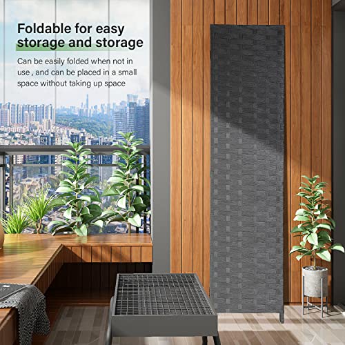 Wood Mesh Woven Design 4 Panel Folding Wooden Screen Room Divider