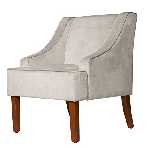 HomePop Velvet Swoop Arm Accent Chair, Suri Blue