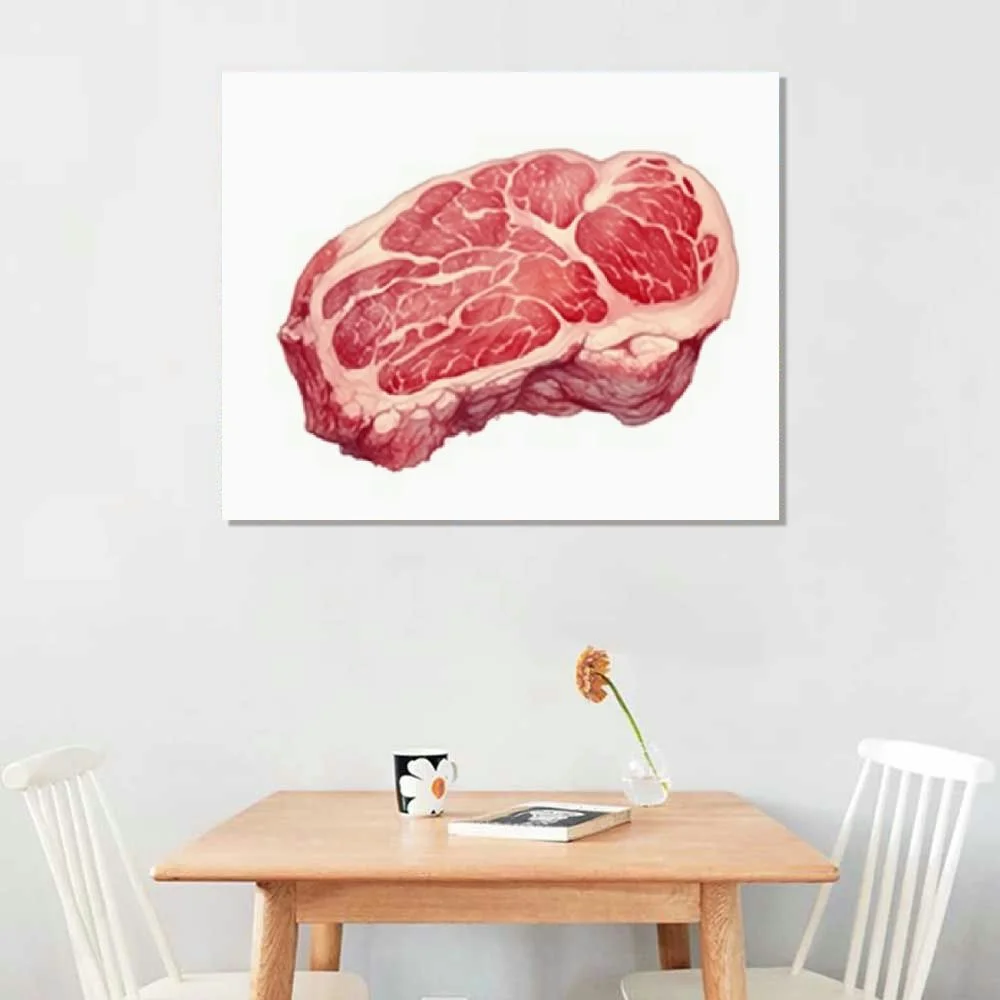 GOSMITH Rib eye steak Painting Wall Poster Watercolor Art Print Meat Butcher
