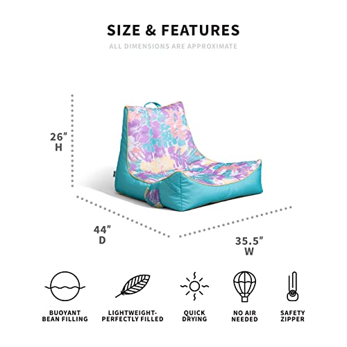 Big Joe Captain's Float No Inflation Needed Pool Lounger, Double Sided Mesh, Quick Draining Fabric