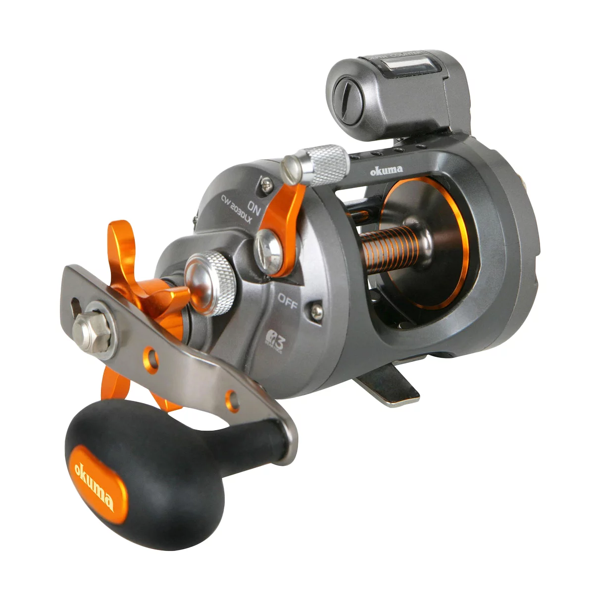 Okuma Cold Water Star Drag Line Counter 5.1:1 Fishing Reel, Left Hand, CW-203DLX