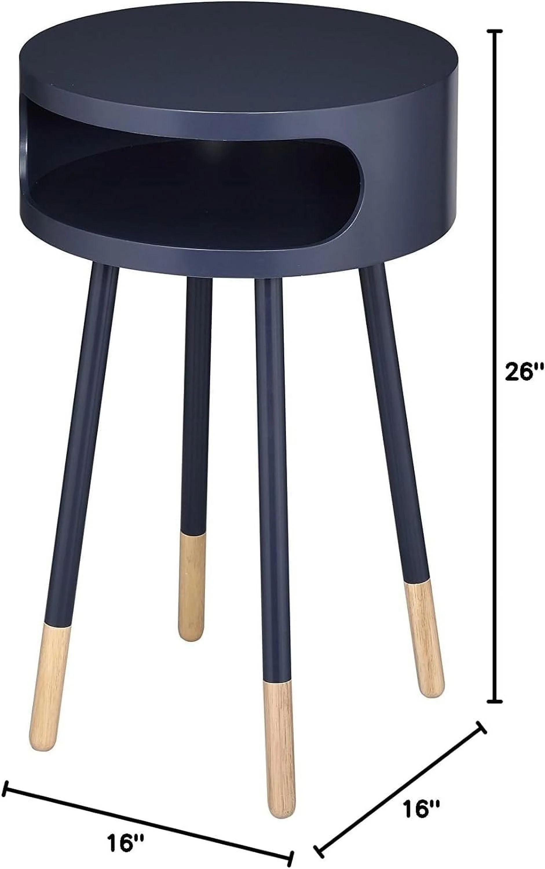 Sonria Wood Round End Table With Open Compartment In Black  Natural