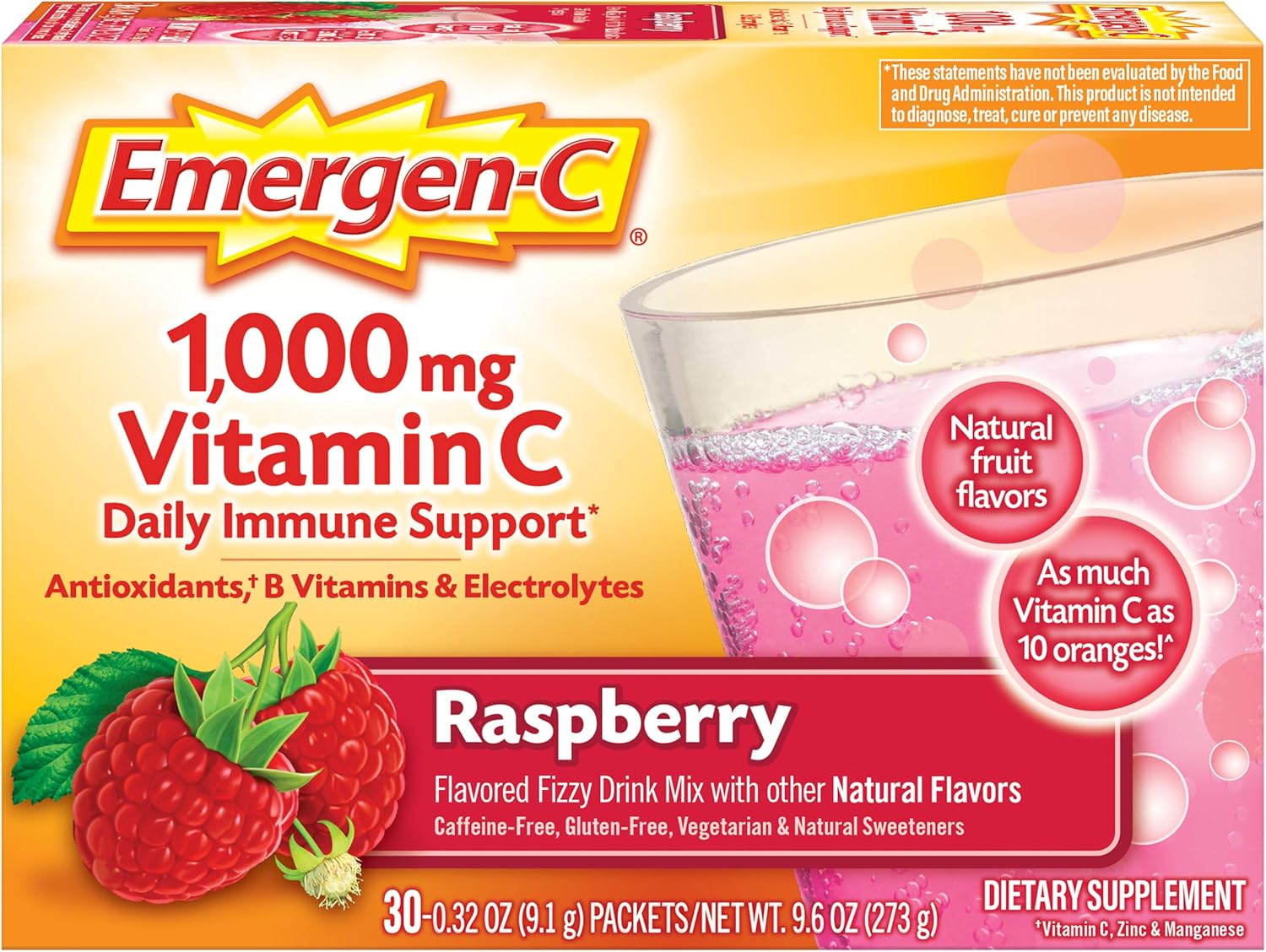 Alacer - Emergen-C Vitamin C Energy Booster Raspberry 1000 mg. - 30 Packet(s)
