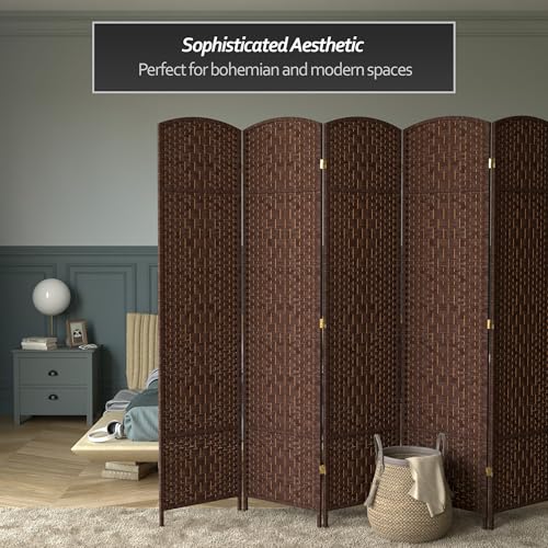 Red Lantern 7 ft. Tall Diamond Weave Dark Beige-6 Panels Room Divider