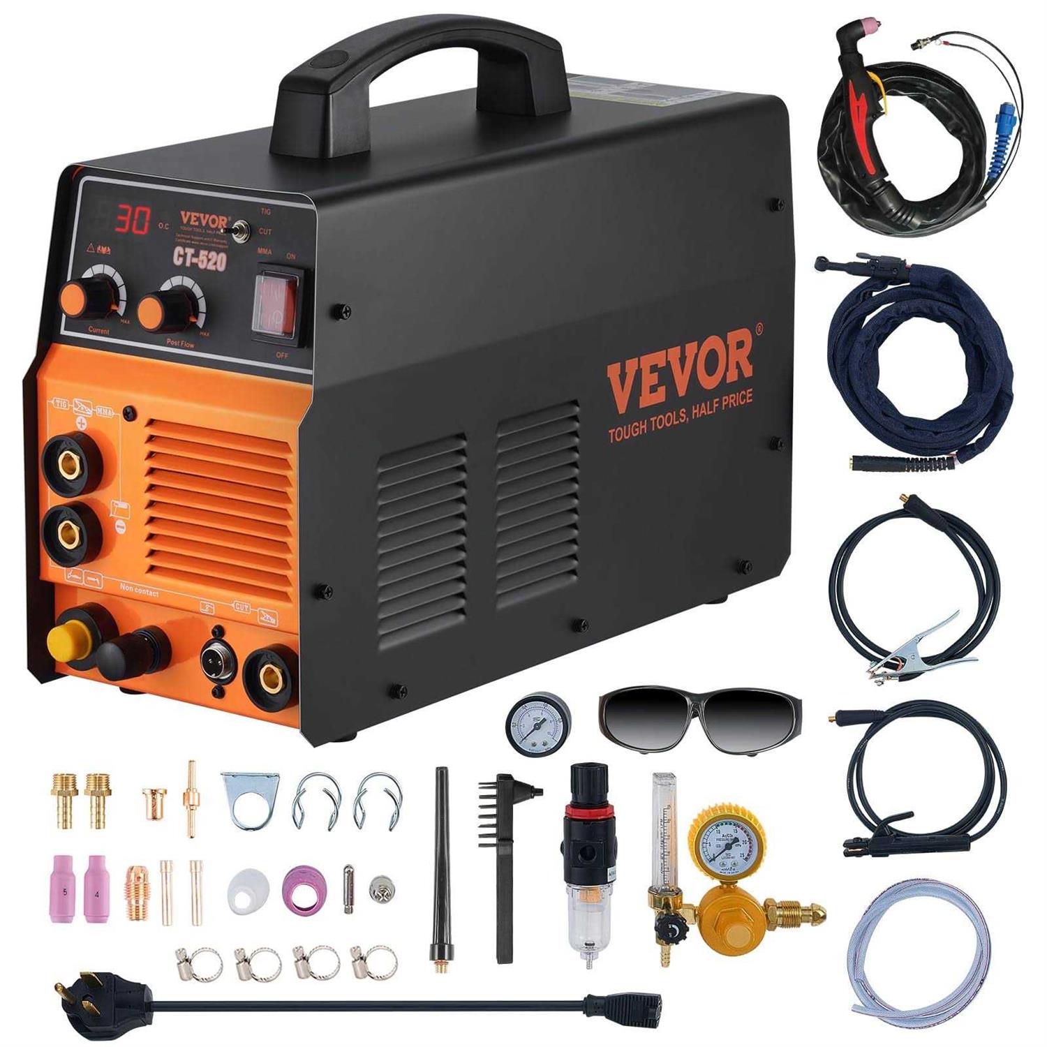 VEVOR 3 in 1 Plasma Cutter Welder Machine CT-520 TIG/MMA Plasma Cutter Combo Machine Non-Touch Pilot Arc Plasma Cutter TIG Welder and Stick Welder - Shop Hardware Tools Online Store