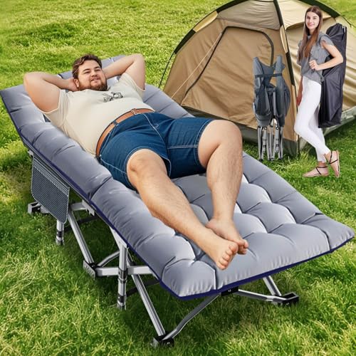ABORON Oversized Folding Camping Cot for Adults, Double Layer 1200D, 500lb Capacity, Heavy Duty Guest Cot with Mat & Carrying Bag for Indoor & Outdoor Use