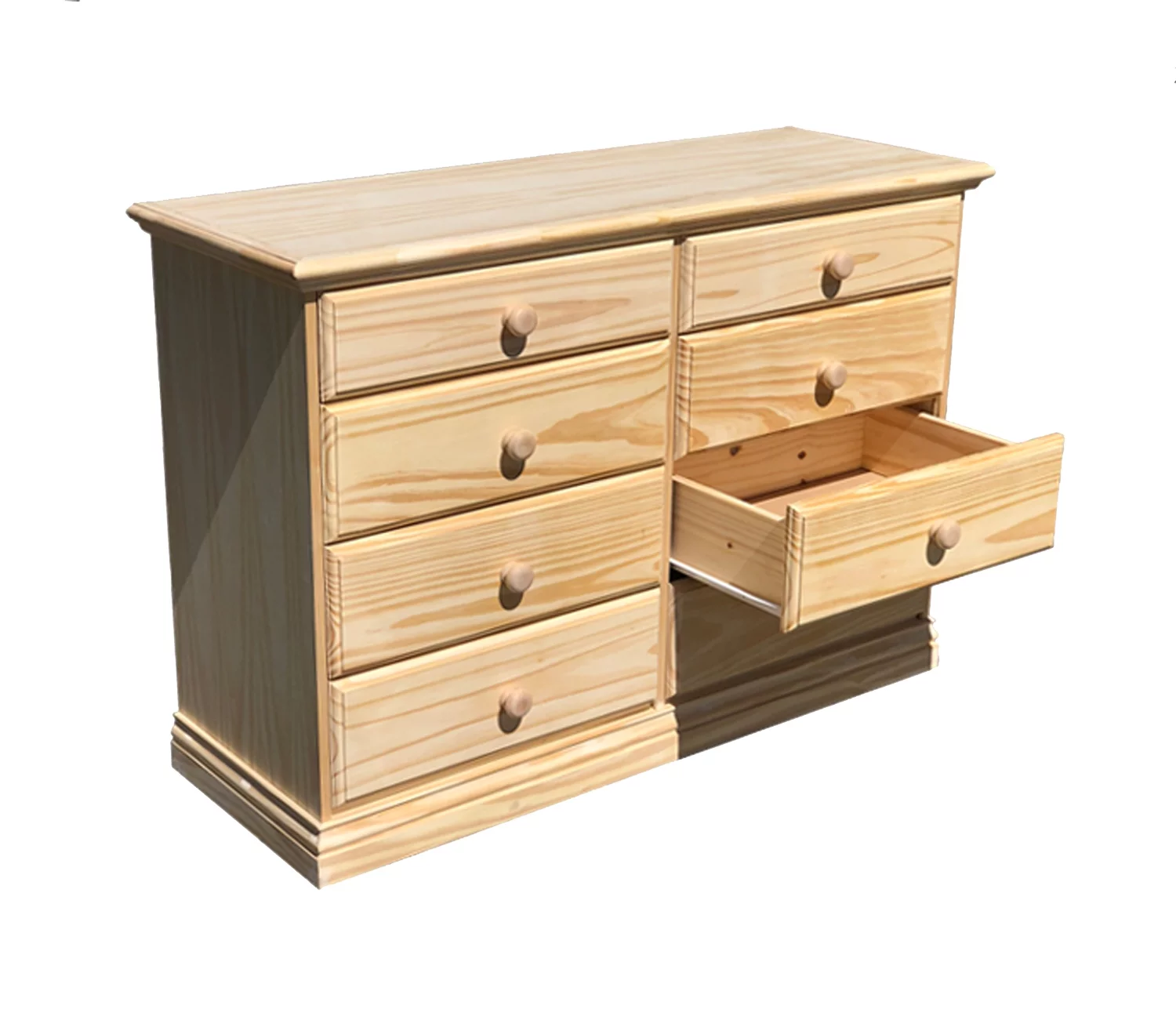 Wide Wooden Drawer Dresser Solid Pine Unfinished Chest of Drawers Fully Assembled
