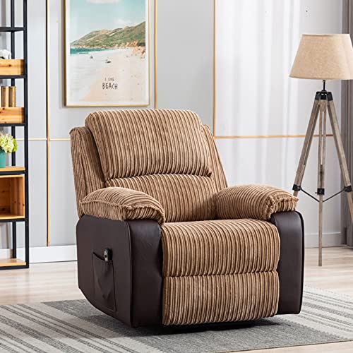 CALABASH Power Recliner Chair, Lazy Boy Recliner for Elderly/Adult, Adjustable Home Theater Big Man Recliners for Living Room, Soft Flannel Fabric Recliners (Brown)