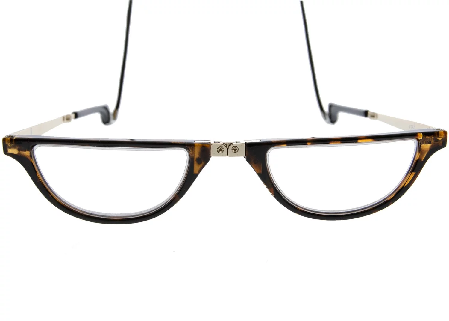 Maria Foldable Round Tortoise Shell Black Cord, Neckglasses Pendant, Reading Glasses, Convenient, Superior Chain, Discreet, Easy Care - 1.5 - Tortoise Shell