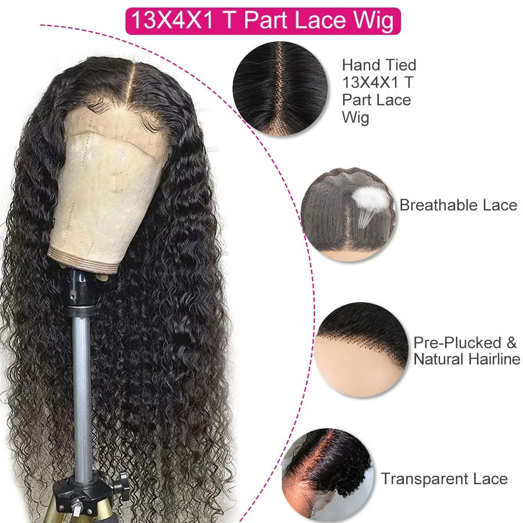 T Part Kinky Curly Wig Human Hair Curly Wigs for Black Women Human Hair Kinky Curly Hd Lace Front Wig Human Hair 13x5x1 Transparent Pre Plucked Brazilian Virgin t Part Curly Lace Wig Human Hair 20Inch