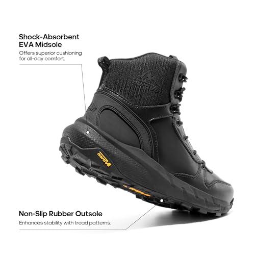 NORTIV 8 Men's Military Tactical Boot Lightweight Comfortable Boots for Work All Day Side Zipper Motorcycle Combat Hiking Boots Metrostrike(8-9 Inches)