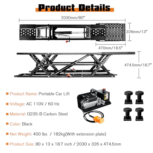 Albott 7000 LBS Portable Car Lift, Heavy Duty Quick Jack with 28
