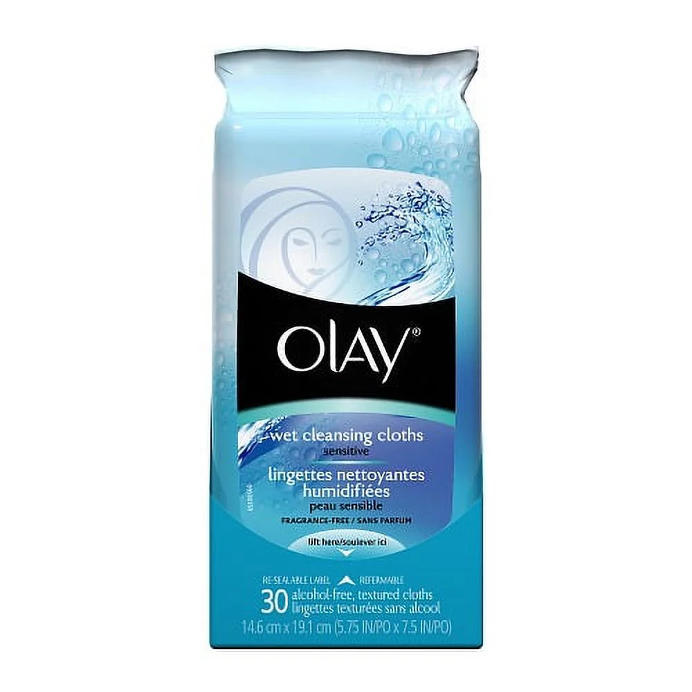 Olay Wet Cleansing Cloths, Sensitive Skin - 30 Ea, 2 Pack