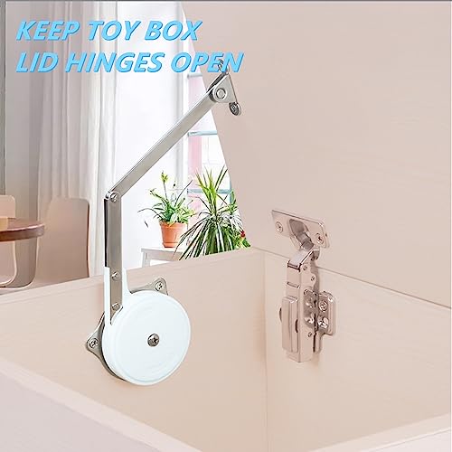 Toy Box Lid Hings Soft Close Lid Stay Zishengho Support Safety Chest Hinges for Toy Box Upward Top-Opening Flap Doors 2 Pack