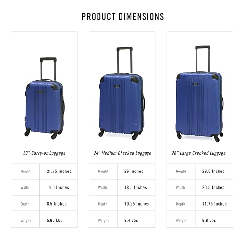 Kenneth Cole REACTION Out of Bounds Lightweight Hardshell 4-Wheel Spinner Luggage, Cobalt Blue, 20-Inch Carry On