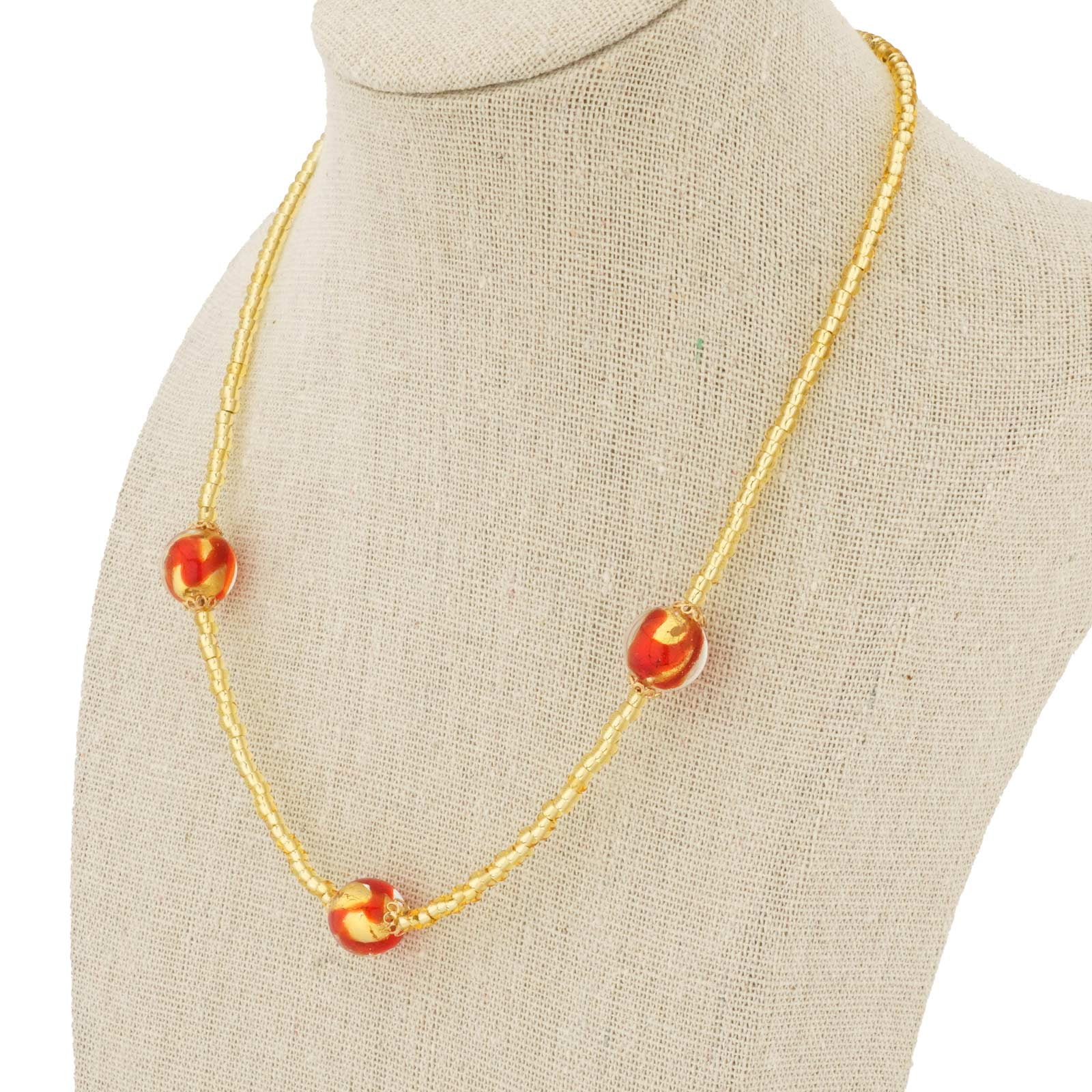 GlassOfVenice Murano Glass Royal Red Balls Necklace