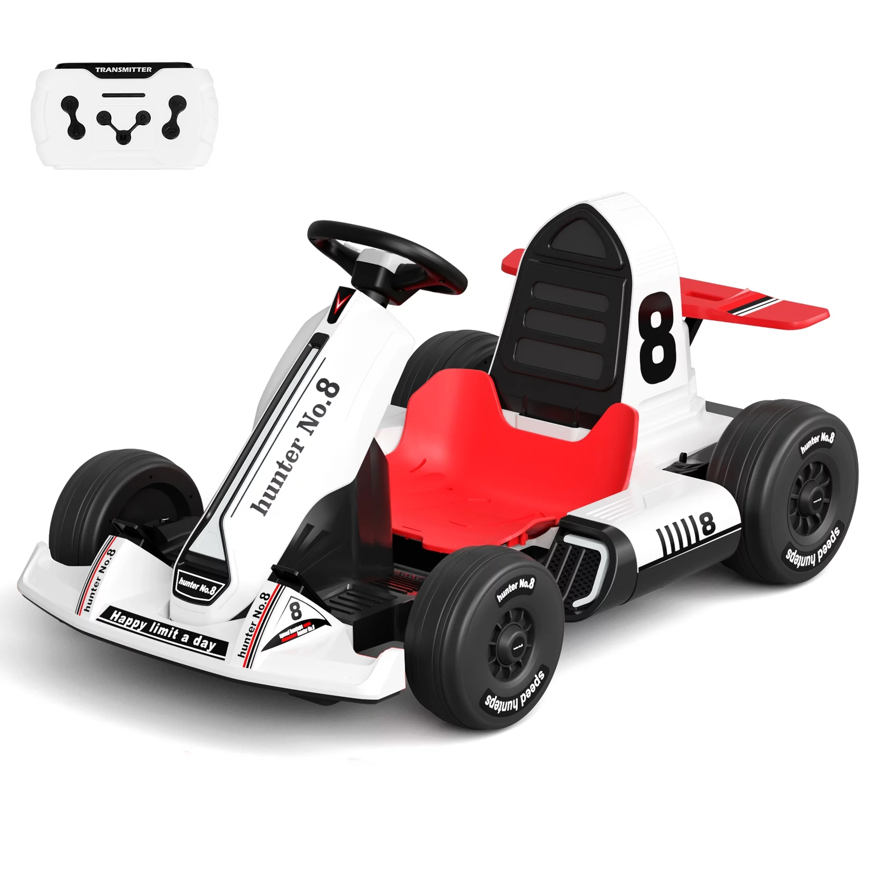 XJD Electric Go Kart Ride on for Kids 12V Battery Powered Pedal Toy Electric Vehicle Car Racing Drift Car Gift for Boys Girls with Bluetooth/FM and Remote Control, White