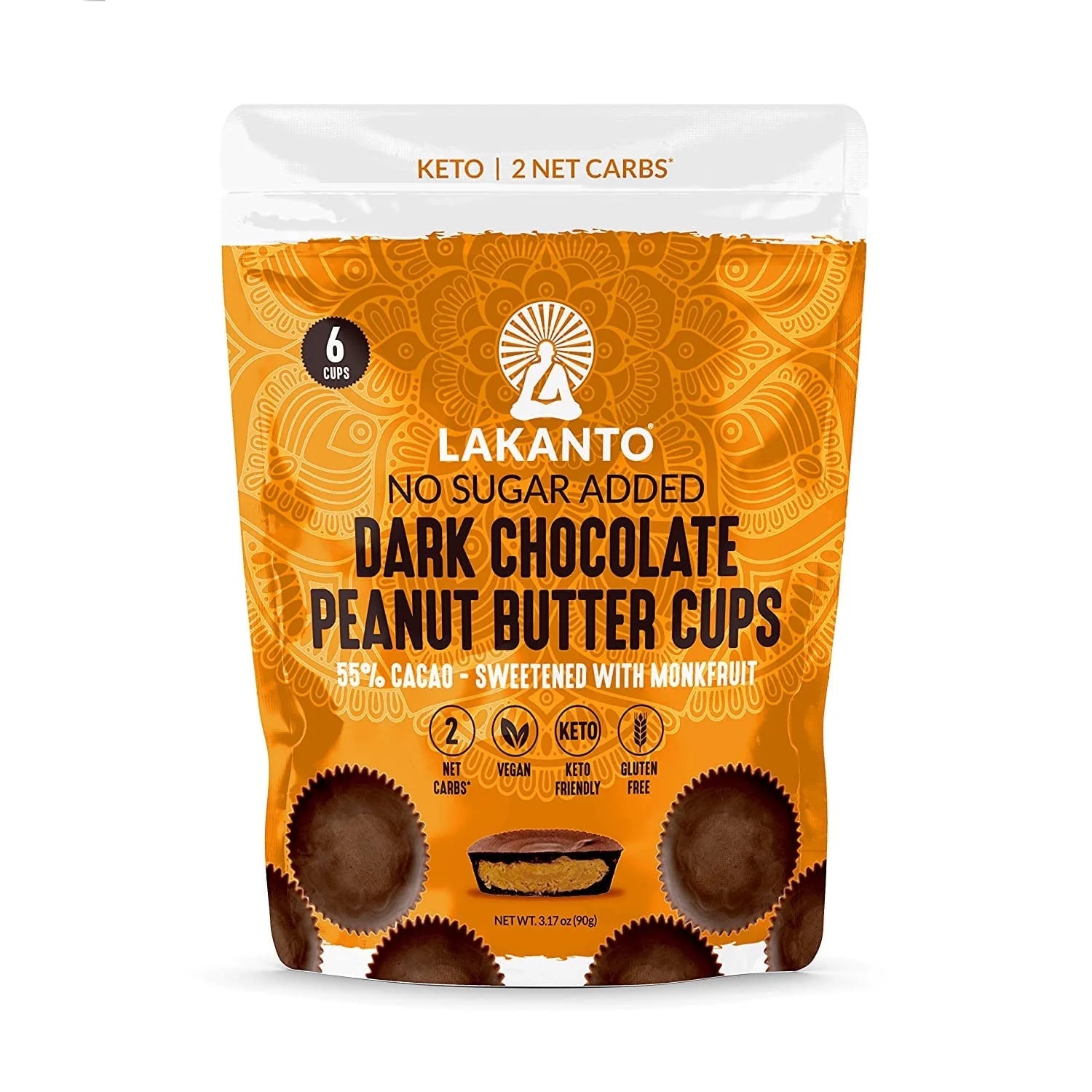 Lakanto Dark Chocolate Peanut Butter Cups No Sugar Added 3.17 oz