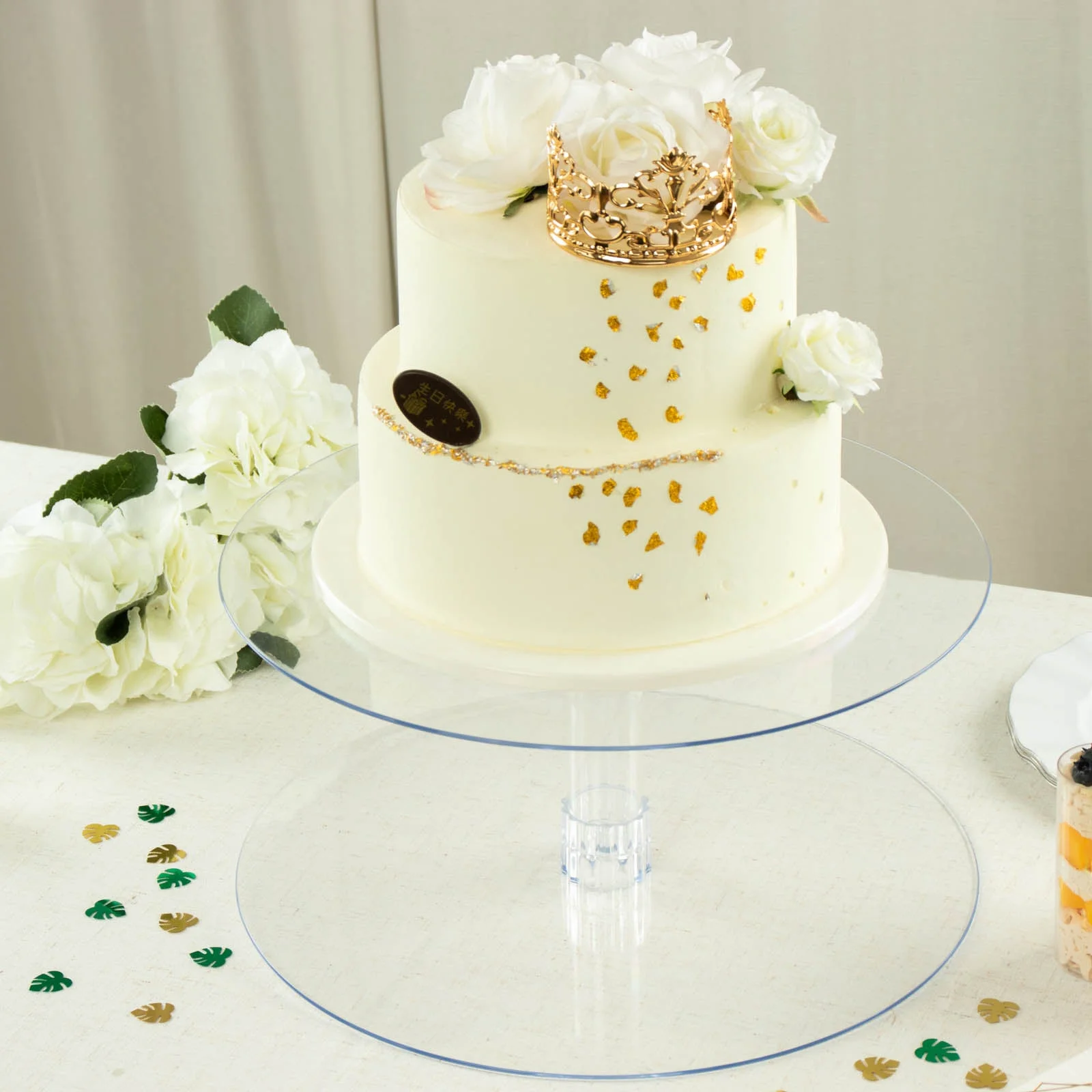 Efavormart 2 Tier 18 inch Acrylic Crystal Glass Clear Cupcake Dessert Decorating Stand For Birthday Xmas Party Wedding