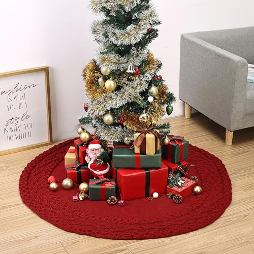 Mr. Pen- Christmas Tree Skirt 48 inches, Knitted Christmas Skirt Tree, Xmas Tree Skirt