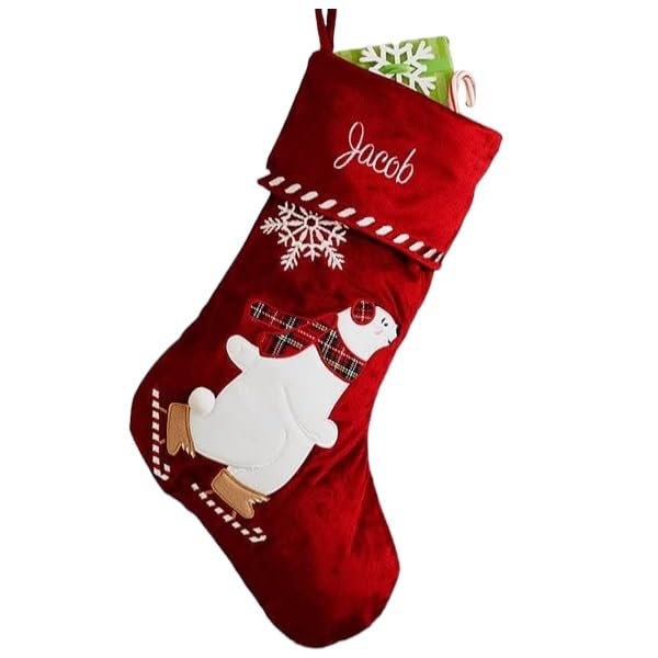 Personalization Universe Candy Cane Character Personalized Christmas Stocking, Custom Embroidered Name, Durable Ideal Holiday Decor, 18