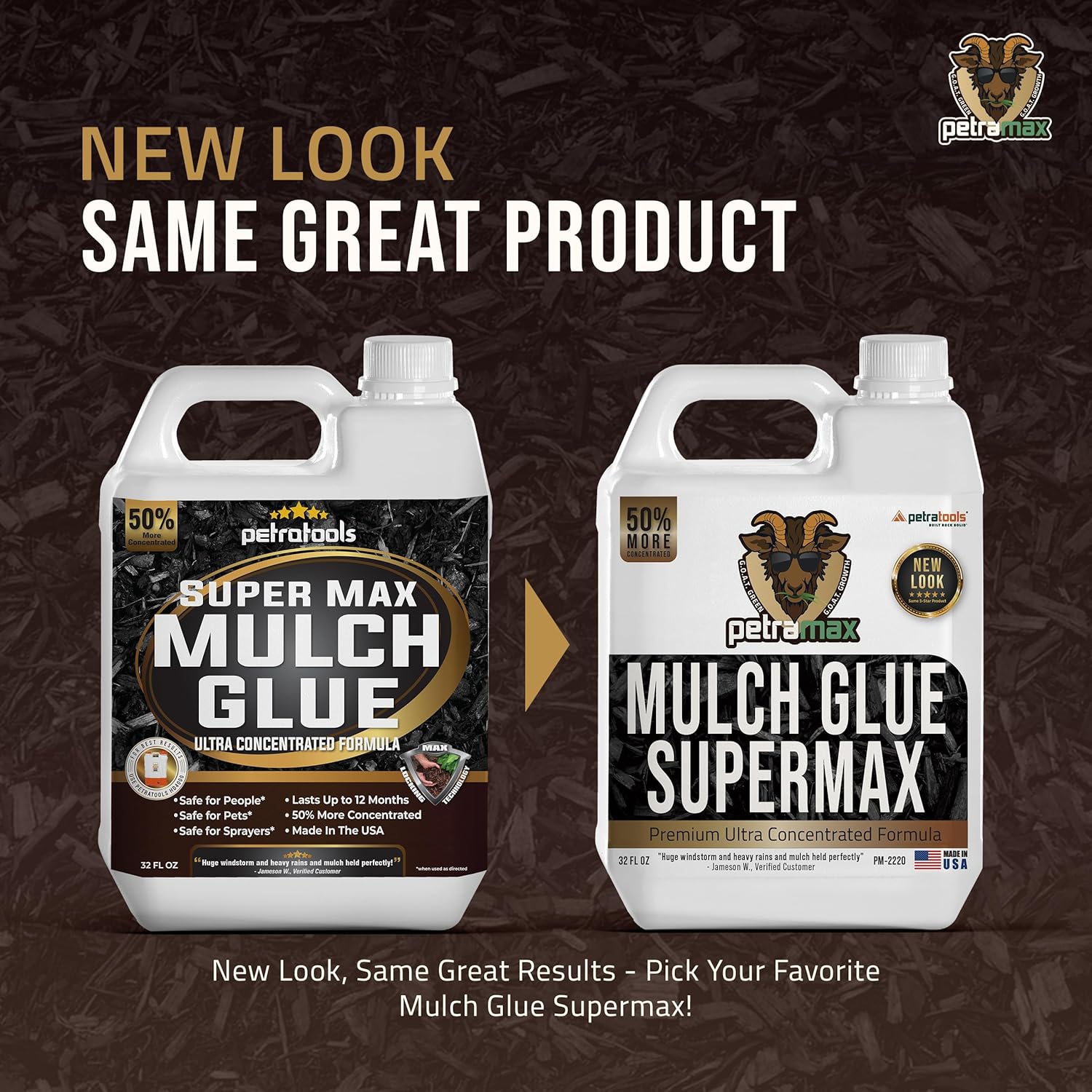 PetraMax SuperMax Mulch Glue - Rock Glue, Gravel Glue, Gravel Stabilizer and Mulch Glue Binder, Rock Glue for Landscape Maintenance and Landscape Adhesive Max Mulch Glue Spray - (32 Oz)