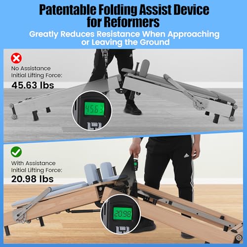 Professional Aluminum Pilates Reformer Machine, Heavy-Duty 600lb with German Steel Springs, Studio-Grade Equipment for Home & Commercial, Supports Users 4' to 6'4