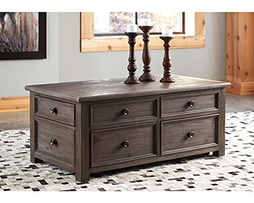 Signature Design by Ashley Bolanburg Farmhouse Lift Top Coffee Table with Drawers, Antique Cream & Brown