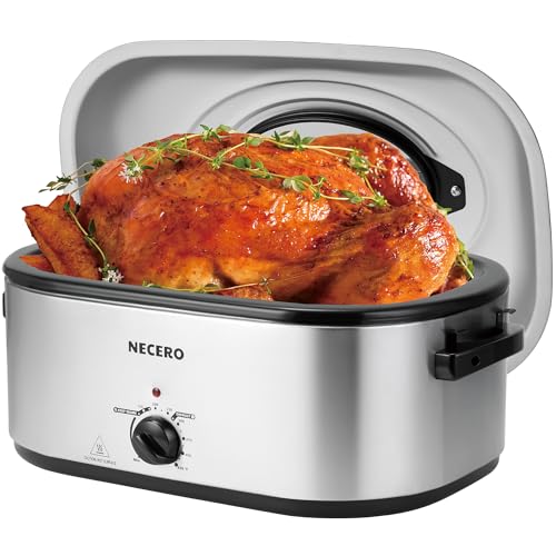 Roaster Oven,22Qt ElectricRoasterOven with Visible Glass Lid, ElectricTurkeyRoaster Oven with Removable Pan &Rack,150-450°F Full-Range TemperatureControlFits Turkeys Up to 26LBS