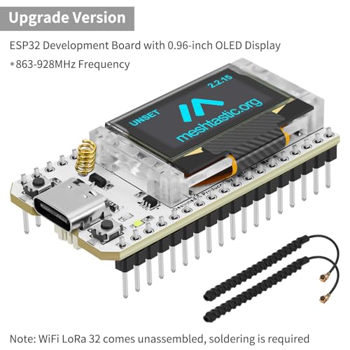 MakerFocus ESP32 LoRa V3 Development Board with 3000mAh Battery and 915MHz Antenna, Integrated WiFi Bluetooth SX1262 CP2102 0.96-inch OLED Display Type C for Meshtastic IoT Arduino Intelligent Scene