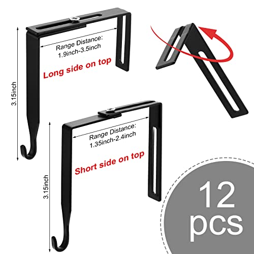 Amylove 12 Pcs Adjustable Cubicle Hangers Universal Partition Hanger Set Metal Cubicle Hooks Door Hanger, Adjusted to Fit Panels with 1 3/8 Inch to 3 1/2 Inch Thickness for Office Whiteboard (Black)