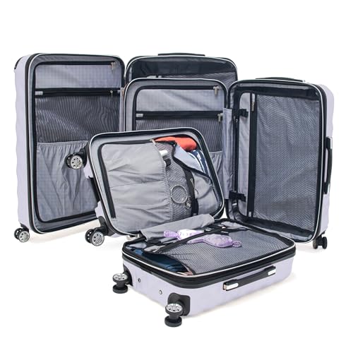 Kenneth Cole REACTION Diamond Tower Collection Lightweight Hardside Expandable 8-Wheel Spinner Travel Luggage, Black, 20-Inch Carry On