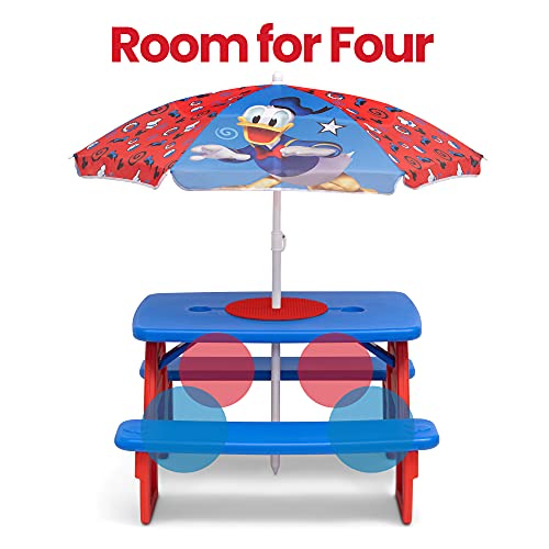 Delta Children 4 Seat Activity Picnic Table with Umbrella and Lego Compatible Tabletop, PAW Patrol