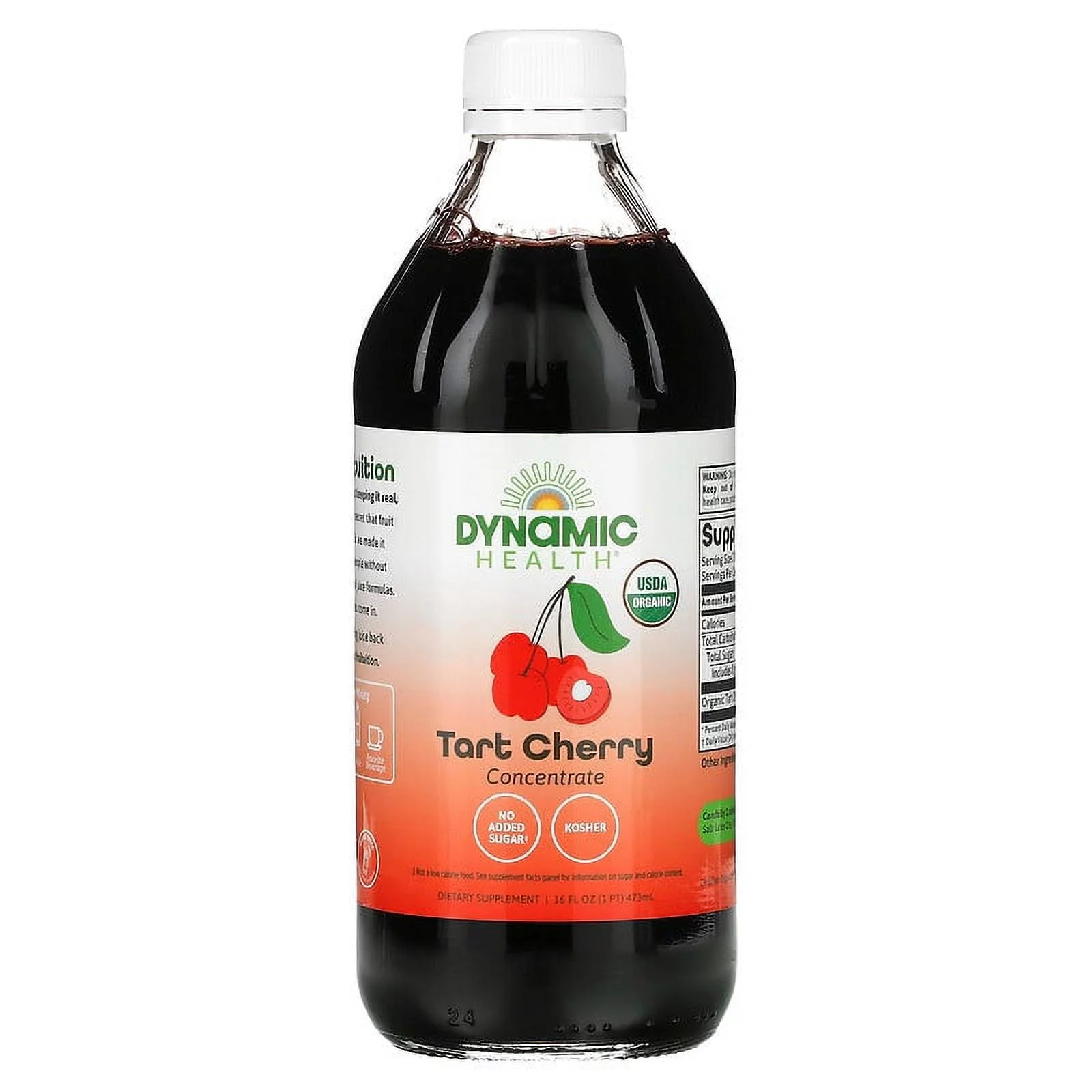 Dynamic Health Certified Organic Tart Cherry Juice Concentrate Unsweetened 16 fl oz Pack of 4