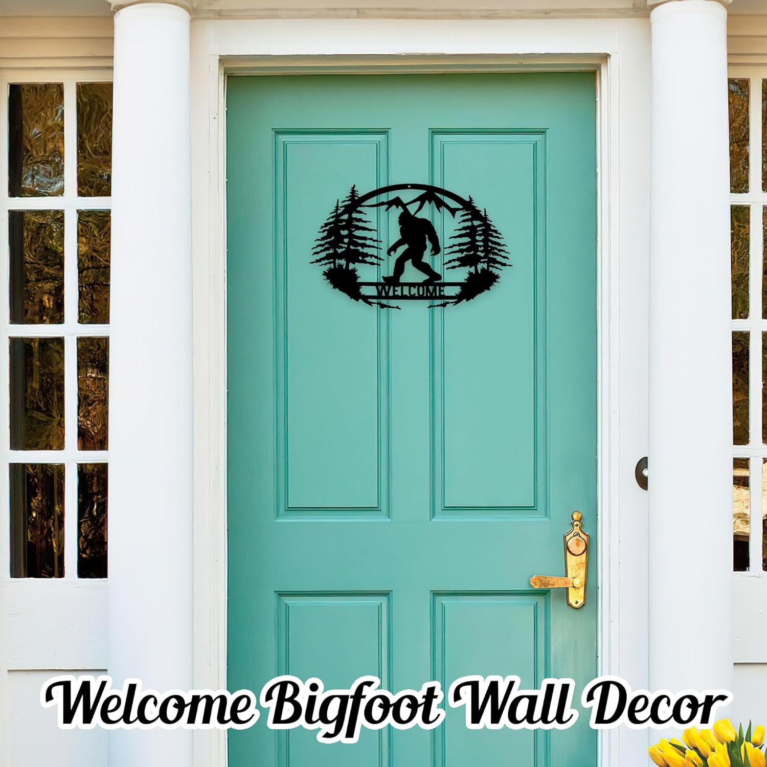 Bigfoot Wall Decor Sasquatch Metal Welcome Sign Door Decor Indoor Outdoor Wall Art Porch Farmhouse Garage Decor Housewarming Gift 14 Inch