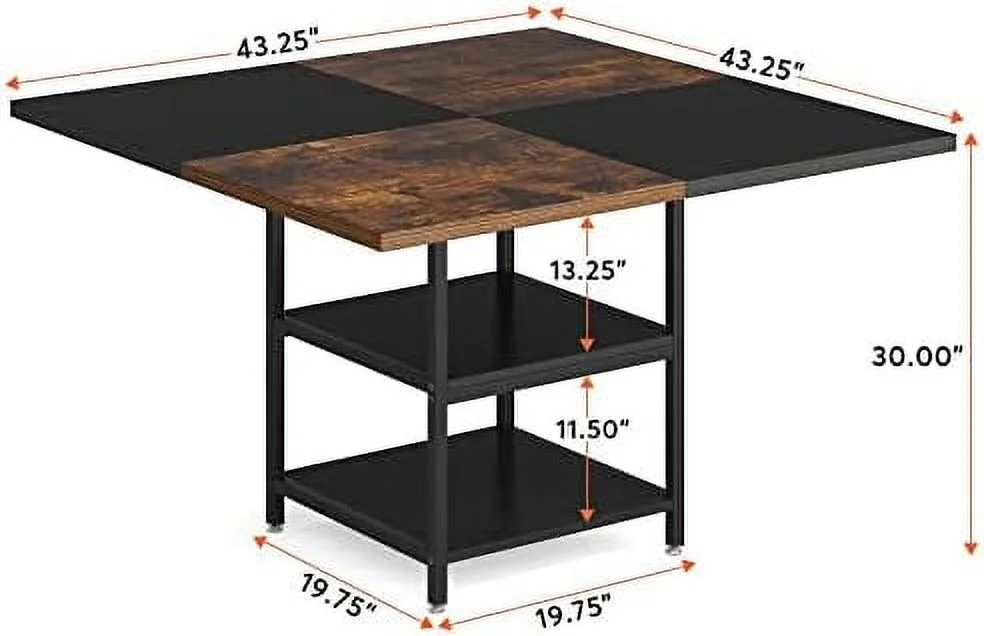 TJUNBOLIFE Round Dining Table for 4 People  47 inch Kitchen Table Large Dinner Table with Circle Metal Base Faux Marble Top for Home Dining Room Living Room  Black White(Chair not Include