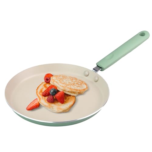 Crepe Pan, Dosa Pan, 8.7 inch Nonstick Crepe Pan, Dosa Tawa Tortilla Pan, Induction Compatible (Light Pink)
