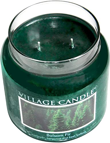 Village Candle Balsam Fir Large Apothecary Jar, Scented Candle, 21.25 oz., Green