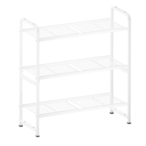 3 Tier Shelving Unit, Heavy Duty Metal Wire Shelf 30.75 Inch Wide Storage Rack for Pantry Kitchen Closet, Stackable & Adjustable, Black