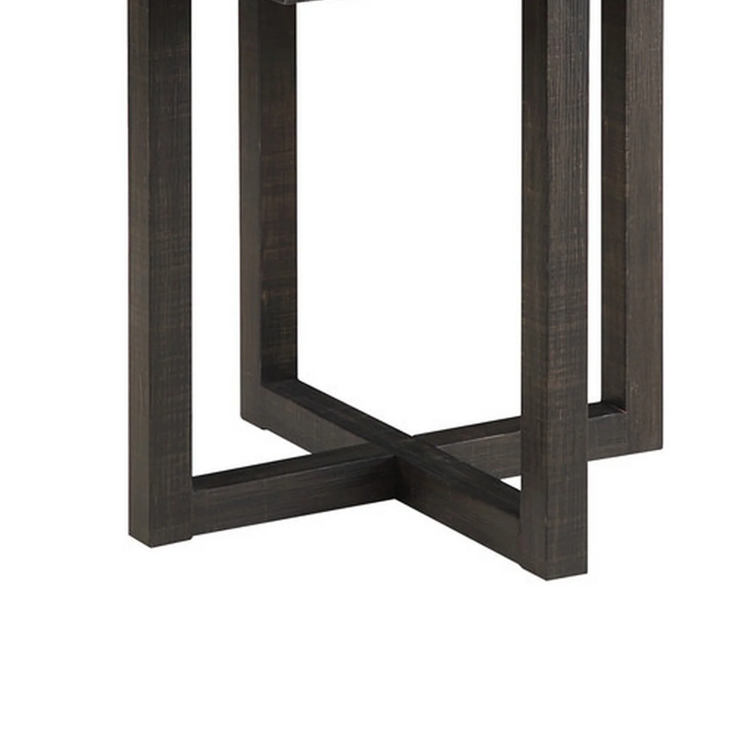 Benjara BM302257 Mizo 1 End Table & 4 Nesting Ottomans Coffee Table Set, Gray Oak - 6 Piece