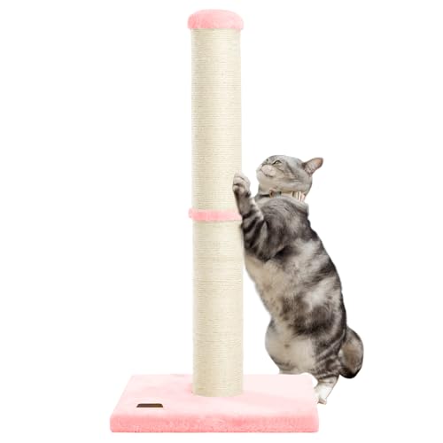 34inch Cat Scratching Post with Natural Sisal Rope 4.3Inch Large Diameter Scratcher Post Tree for Indoor Cats Beige