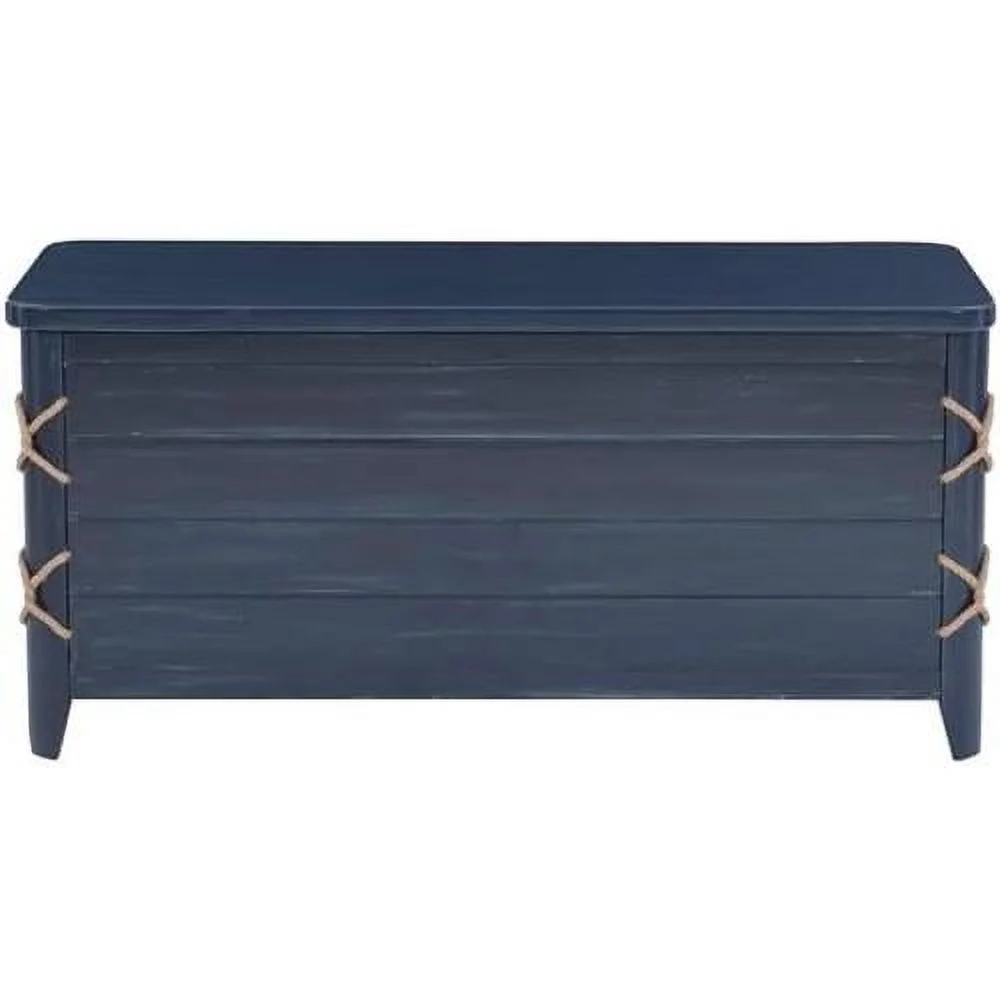 Zana Wood Rope Cedar Lined Storage Chest In Blue