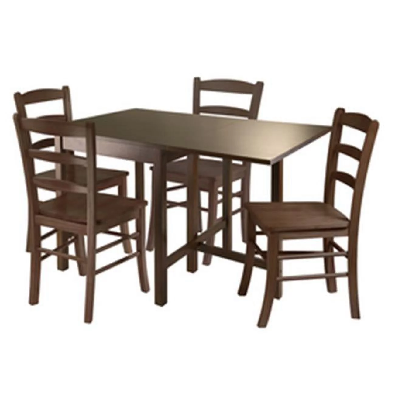 Winsome Trading  Lynden 5pc Dining Table with 4 Ladder Back Chairs - Antique Walnut