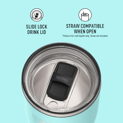 THERMOS ICON SERIES, Stainless Steel Cold Tumbler with Slide Lock, 24 Ounce, Sandstone