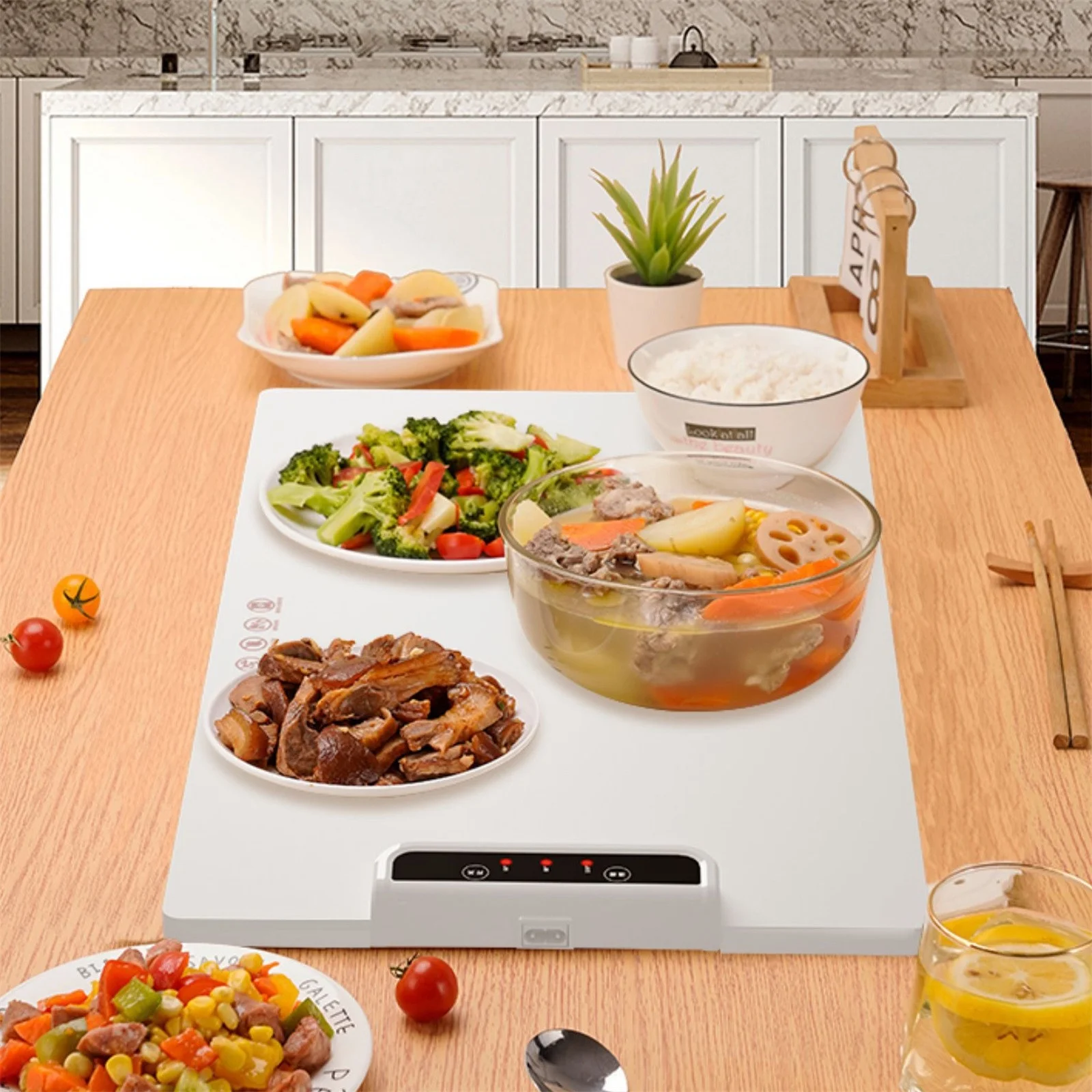 STAOEDU Electric Warming Tray With Adjustable Temperature, Upgrade Electric Heating Tray, Foldable Food Warmer Fast Heating, Electric Warming Hot Plate Trays