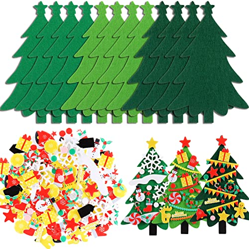 Tatuo DIY Felt Christmas Tree and Ornaments Felt Kids Party Favors Stickers for Kids Home Door Wall Hanging Christmas Tree Craft Decorations (36)