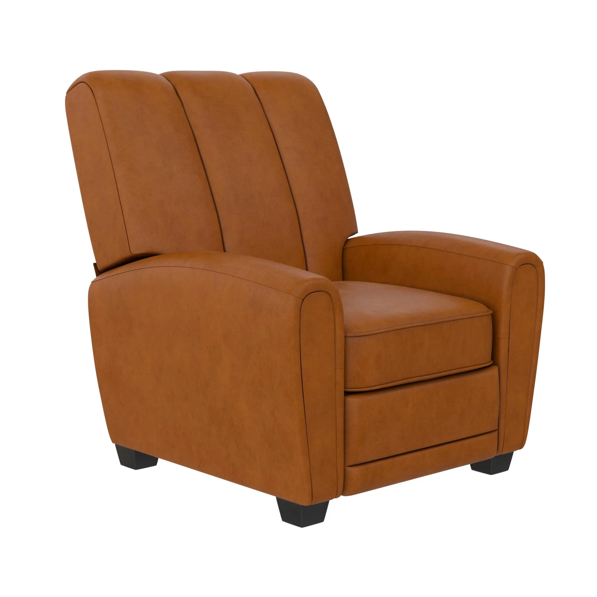 Better Homes & Gardens Vertical Channel Pushback Recliner Chair, Camel Faux Leather