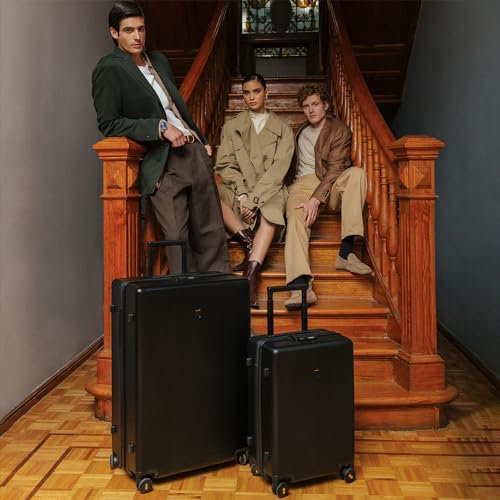 LEVEL8 Hard Shell Carry on Luggage Airline Approved, Carry-on Suitcases with Wheels, Lightweight Luminous Textured Hardside Travel Bag with Tsa Lock, 20 Inch, Black