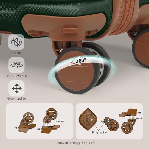 Joyway Carry On Luggage 20 Inch Expandable Suitcase with Spinner Wheel, 4 Piece Hard Shell Luggage Set with TSA Lock(White brown)