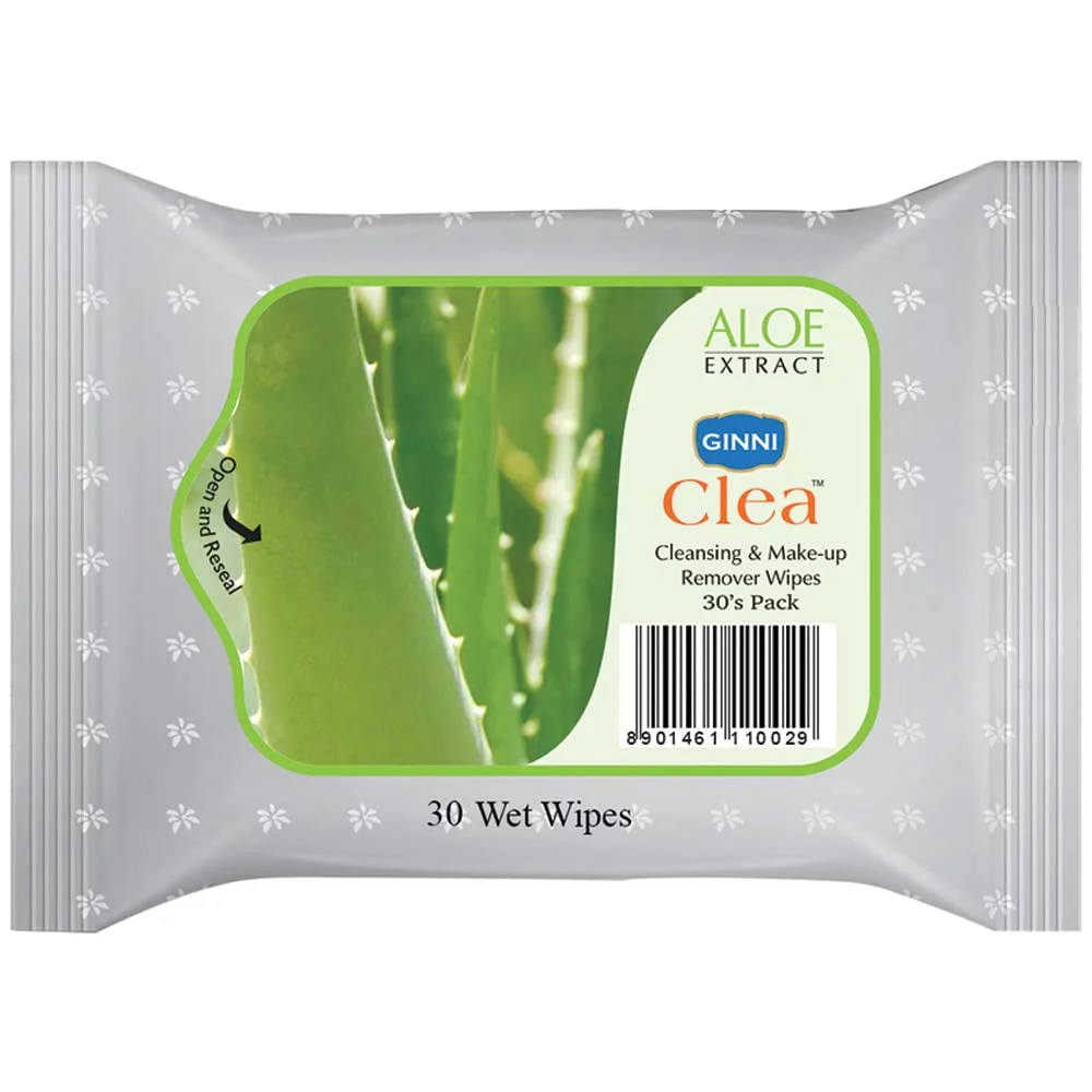 Ginni Clea Cleansing And Make-Up Remover Wet Wipes (Aloeveera)(Pack Of 5)(30 Wipes Per Pack)